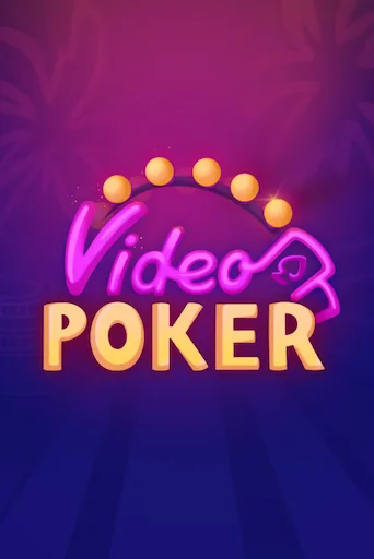 The logo for a Video Poker game featuring neon-style text in pink and yellow on a purple and blue background.